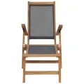 Chaise de terrasse avec repose-pied Bois de teck solide Noir