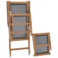 Chaise de terrasse avec repose-pied Bois de teck solide Noir