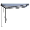 Auvent automatique capteur de vent/LED 6x3 m Bleu et blanc