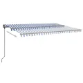 Auvent automatique capteur de vent/LED 6x3 m Bleu et blanc