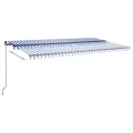 Auvent automatique capteur de vent/LED 600x300 cm Bleu et blanc