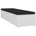 Chaise longue avec coussin et table à thé rotin Blanc