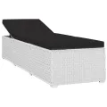 Chaise longue avec coussin et table à thé rotin Blanc
