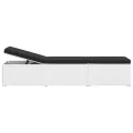 Chaise longue avec coussin et table à thé rotin Blanc