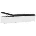 Chaise longue avec coussin et table à thé rotin Blanc