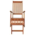 Chaise longue d'extérieur repose-pied et coussin Acacia solide