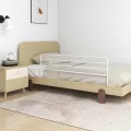 Barrière de sécurité de lit d'enfant Blanc (76-137)x55 cm Fer