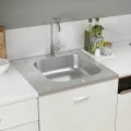 Jeu d'évier de cuisine et égouttoir argenté 600x600x155 mm inox