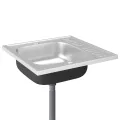 Jeu d'évier de cuisine et égouttoir argenté 600x600x155 mm inox