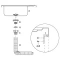 Jeu d'évier de cuisine et égouttoir argenté 600x600x155 mm inox