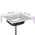 Jeu d'évier de cuisine et égouttoir argenté 600x600x155 mm inox