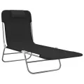 Chaises longues pliables lot de 2 noir textilène et acier