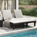 Chaise longue double noir 155x138x83 cm polypropylène