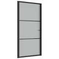 Porte intérieure 102,5x201,5 cm Noir Verre mat et aluminium