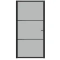 Porte intérieure 102,5x201,5 cm Noir Verre mat et aluminium