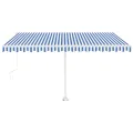 Auvent automatique capteur de vent/LED 400x350 cm Bleu et blanc