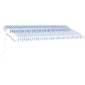 Auvent automatique capteur de vent/LED 400x350 cm Bleu et blanc