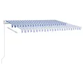 Auvent automatique capteur de vent/LED 4x3,5 m Bleu et blanc