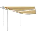 Auvent automatique capteur de vent/LED 4x3,5 m Jaune et blanc