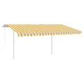 Auvent automatique capteur de vent/LED 4x3,5 m Jaune et blanc