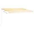 Auvent automatique capteur de vent/LED 4x3,5 m Jaune et blanc