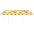 Auvent automatique capteur de vent/LED 4x3,5 m Jaune et blanc