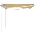 Auvent automatique capteur de vent/LED 4x3,5 m Jaune et blanc