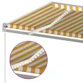 Auvent automatique capteur de vent/LED 4x3,5 m Jaune et blanc