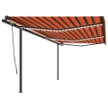 Auvent manuel rétractable avec LED 6x3 m Orange et marron