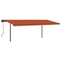 Auvent manuel rétractable avec LED 6x3 m Orange et marron