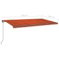 Auvent manuel rétractable avec LED 6x3 m Orange et marron