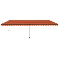 Auvent manuel rétractable avec LED 600x300 cm Orange et marron