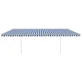 Auvent automatique rétractable avec poteaux 6x3 m Bleu et blanc