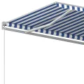 Auvent automatique rétractable avec poteaux 6x3 m Bleu et blanc