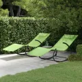 Chaises longues à bascule lot de 2 vert acier et textilène