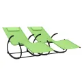 Chaises longues à bascule lot de 2 vert acier et textilène