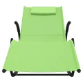 Chaises longues à bascule lot de 2 vert acier et textilène