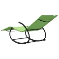 Chaises longues à bascule lot de 2 vert acier et textilène