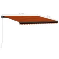 Auvent manuel rétractable avec LED 450x300 cm Orange et marron