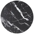 Dessus de table noir Ø50x0,8cm verre trempé avec design marbre