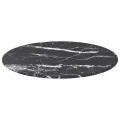 Dessus de table noir Ø50x0,8cm verre trempé avec design marbre