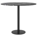 Dessus de table noir Ø50x0,8cm verre trempé avec design marbre