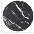 Dessus de table noir Ø50x0,8cm verre trempé avec design marbre