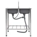 Évier de camping Double lavabo avec robinet Acier inoxydable