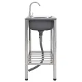 Évier de camping Double lavabo avec robinet Acier inoxydable