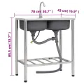Évier de camping Double lavabo avec robinet Acier inoxydable