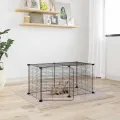Cage animaux de compagnie à 8 panneaux et porte Noir 35x35 cm