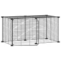 Cage animaux de compagnie à 8 panneaux et porte Noir 35x35 cm
