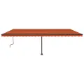 Auvent manuel rétractable avec LED 600x350 cm Orange et marron
