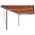 Auvent manuel rétractable avec LED 6x3,5 m Orange et marron